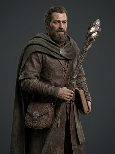 Medieval mage realistic 3D model