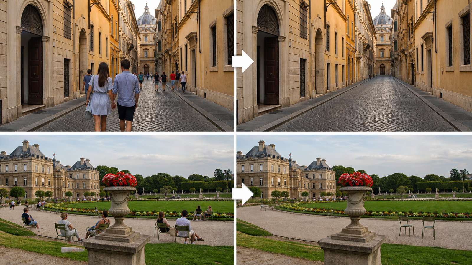 Isolated market bystander compared with a harder overlapping street-interview subject