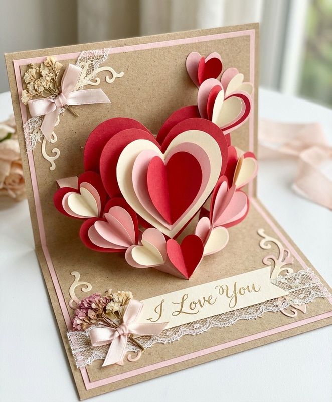 Romantic 3D Pop-Up Love Heart Valentine Card for Boyfriend