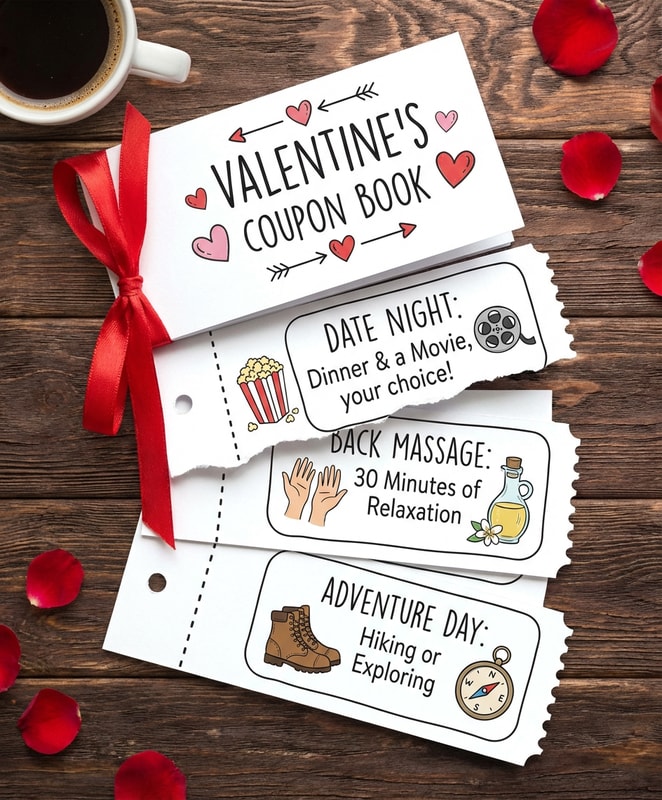 Romantic Love Coupon Book Valentine Card Ideas for Boyfriend