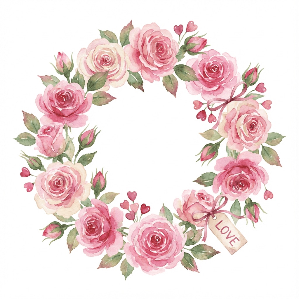 Roses wreath frame clipart