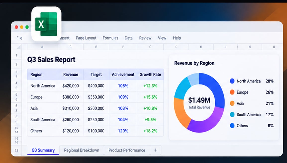 Q1 Sales Performance Report - Excel spreadsheet preview