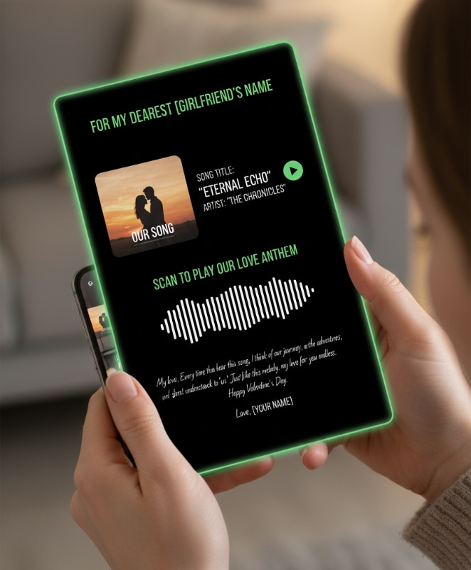 Scannable Spotify Code Valentines Card Girlfriend Music Playlist Romantic