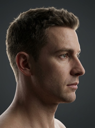 AI-generated stylized male avatar side profile