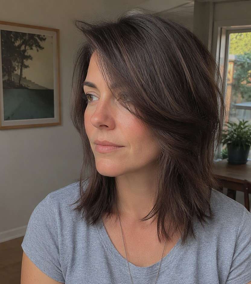 Deep Side Part Bangs