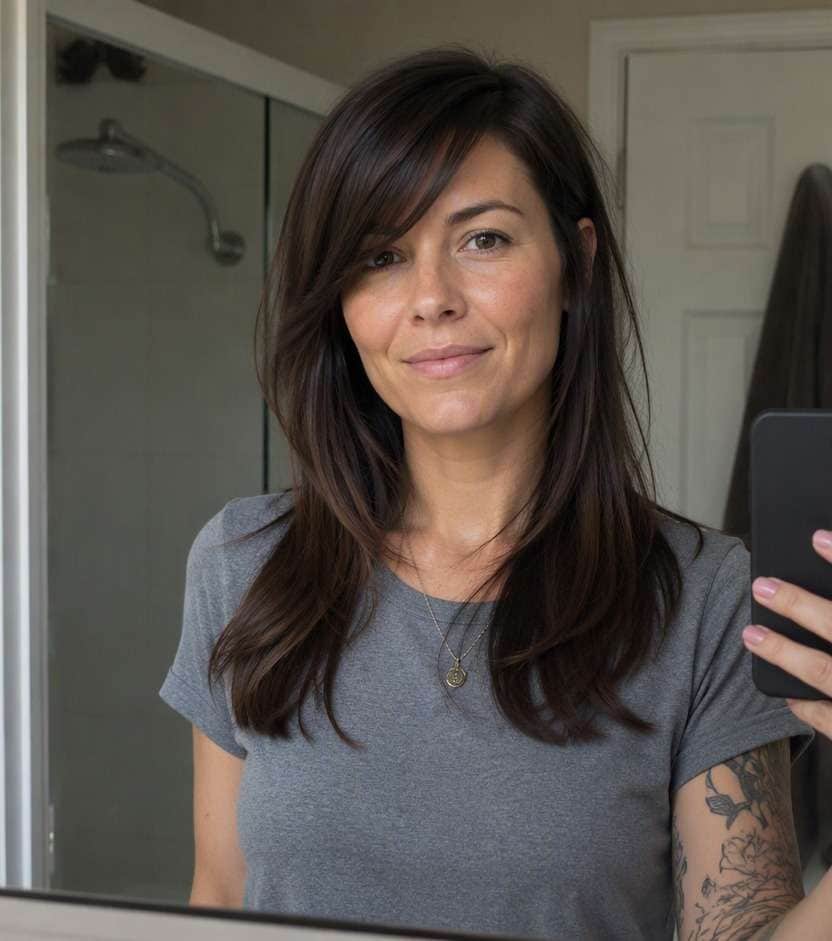 Grown Out Sweeping Bangs