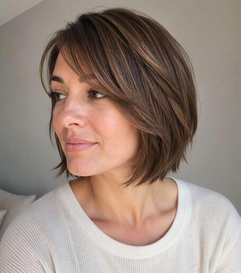 Light Left Swept Fringe
