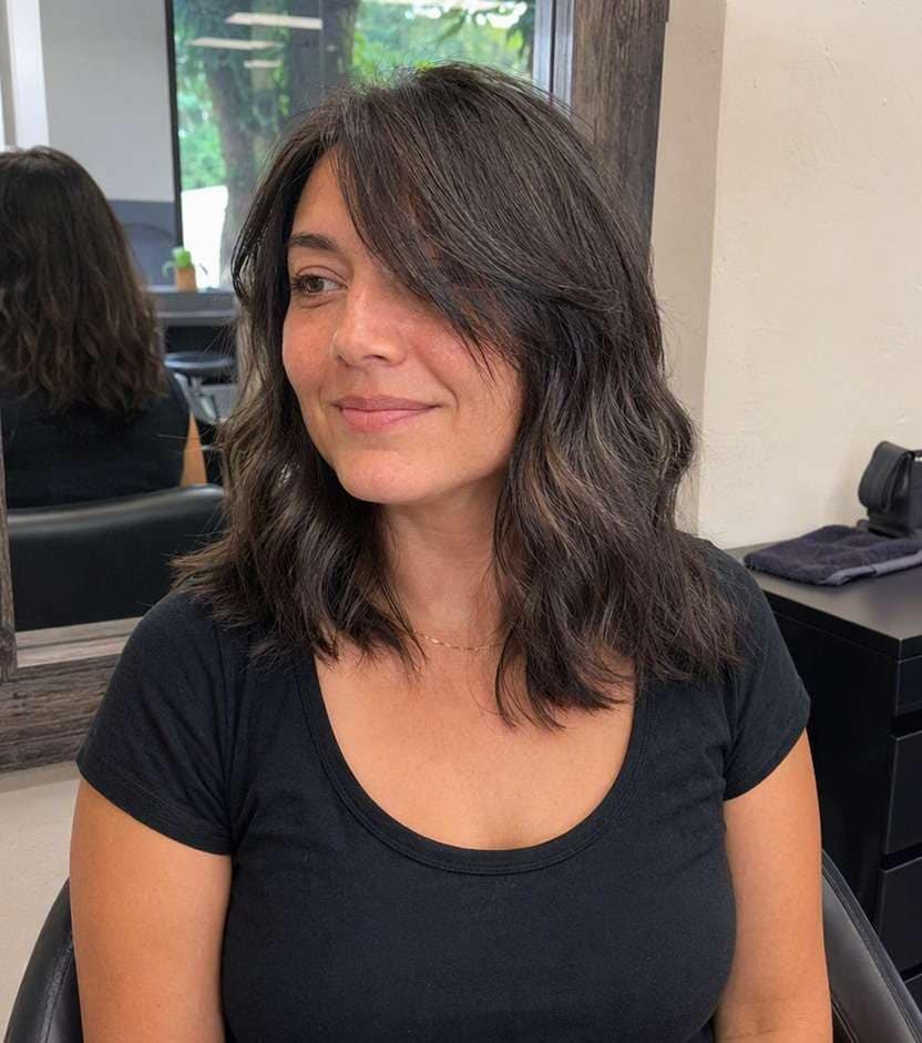 Side Fringe with Wavy Hair