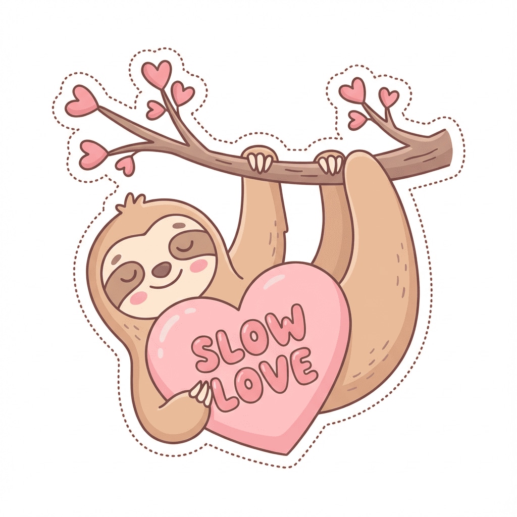 Sloth heart branch clipart