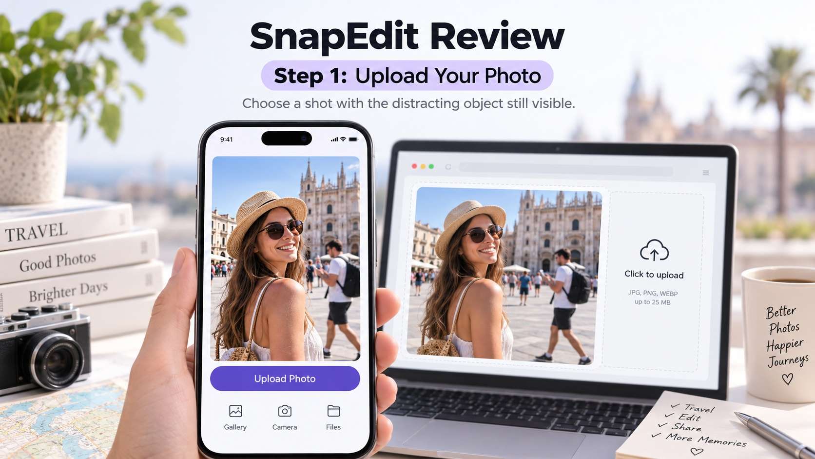 SnapEdit removal workflow illustration with automatic selection and manual refinement