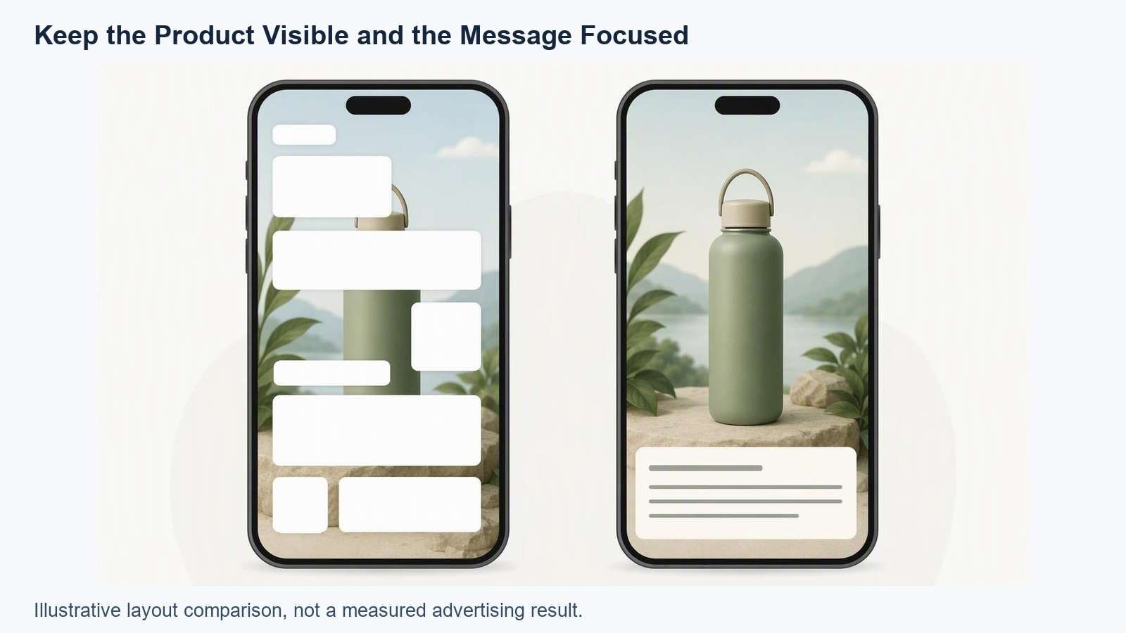 Conceptual comparison of cluttered and focused on-screen information on a phone