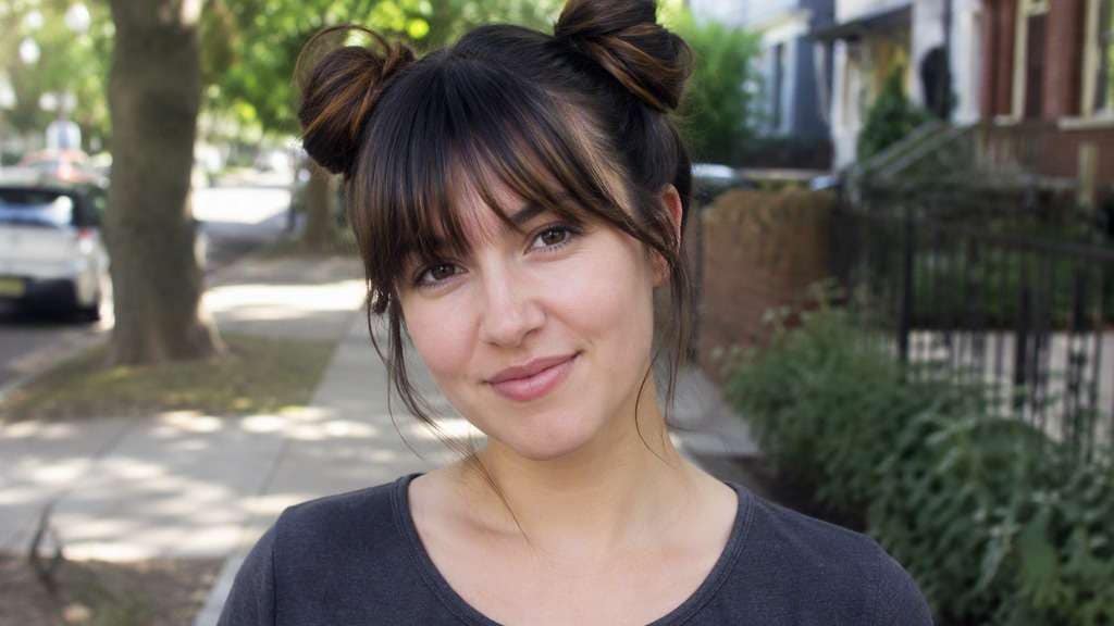 Space Buns With Bangs hairstyle