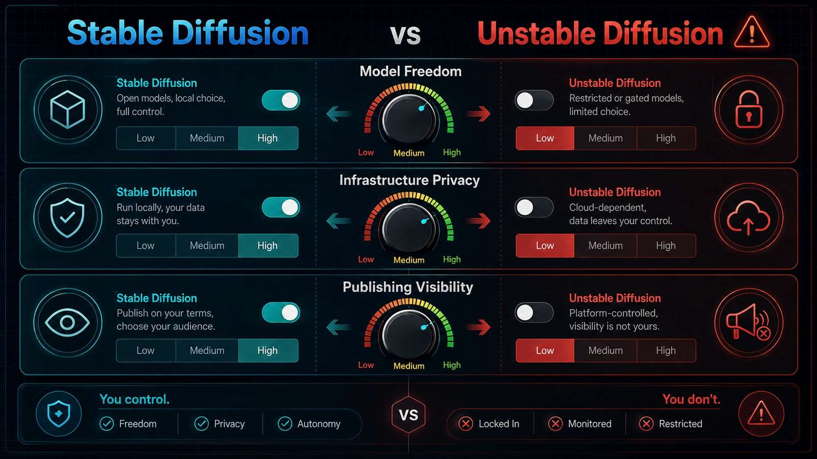 Stable Diffusion VS Unstable Diffusion: The Real Difference Is Not Stability - It Is Who Sets the Boundaries