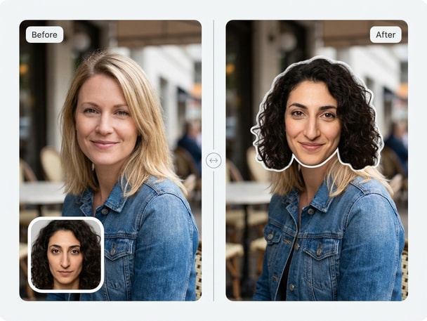 Funny sticker face swap social post
