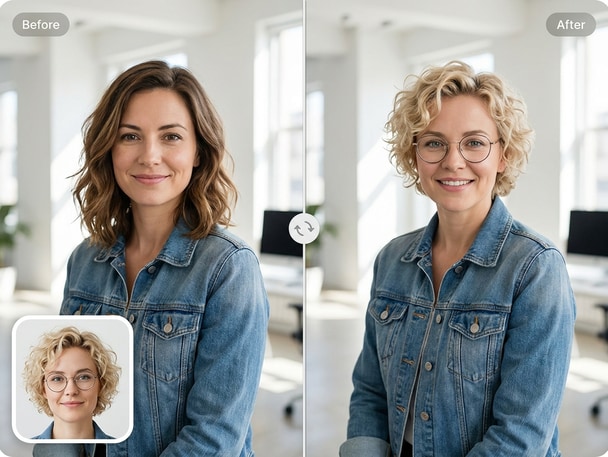 AI sticker face swap example with expressive cartoon sticker result