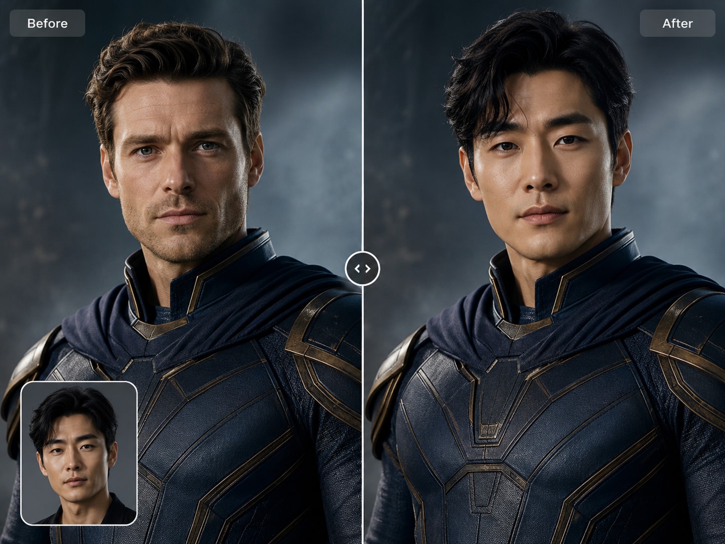 Superhero Costume AI Face Swap Example