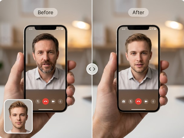 Creative selfie face swap on mobile phone