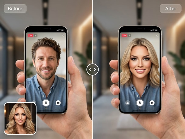 Switch face on smartphone preview shot
