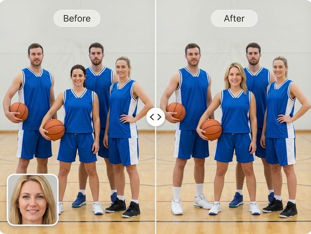 team photo face swap face swap example