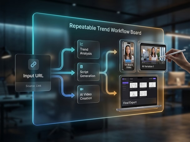 Streamlined trend analysis and AI video creation workflow