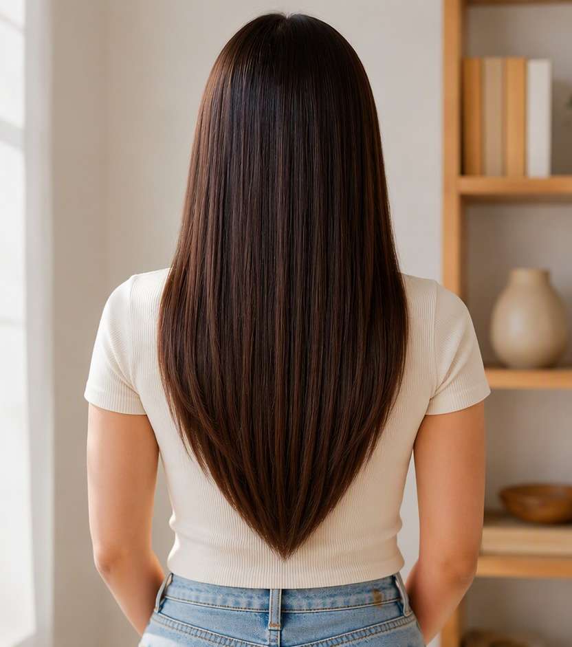 V Cut after photo try on