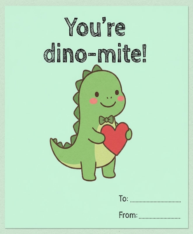 You're Dino-mite Valentine Card