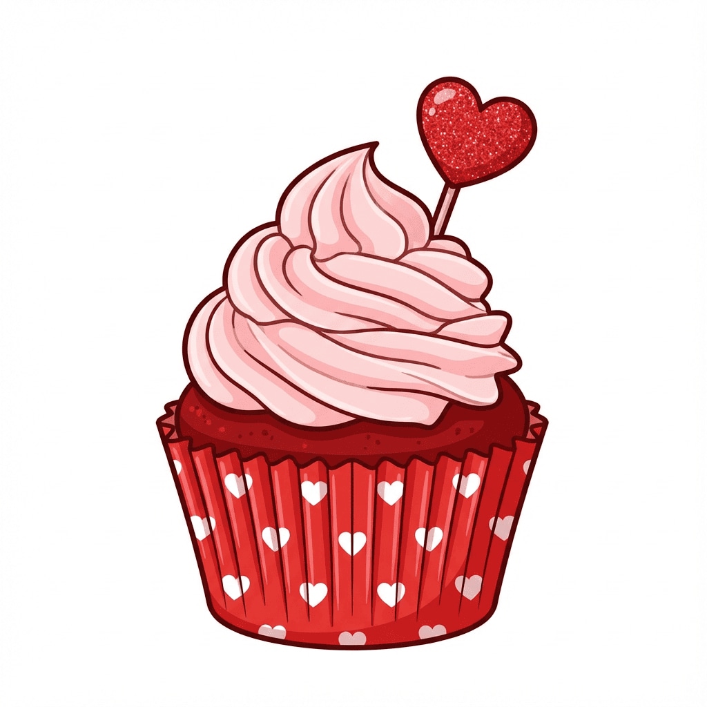 Valentine cupcake heart clipart