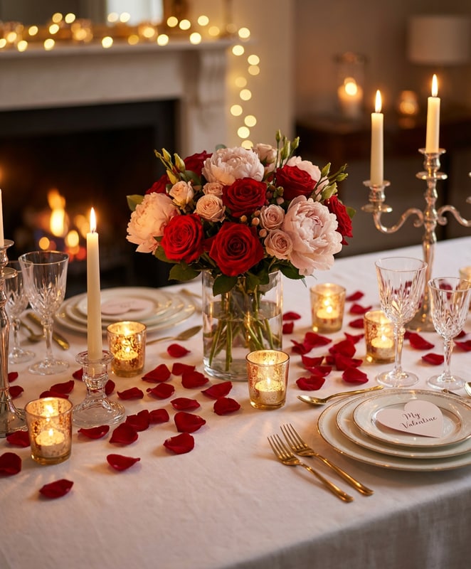 Valentine Dinner Table Set Up