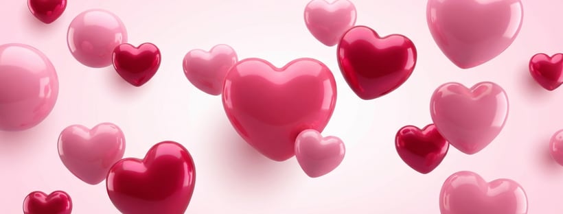 3D Floating Hearts Glossy Realistic