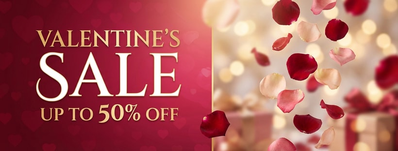 Valentine Sale Promotion with Falling Petals