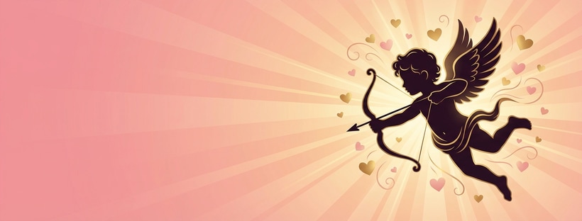 Cupid Silhouette Bow Arrow Cover