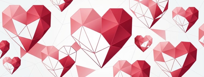 Geometric Hearts Pattern Low-poly Cover