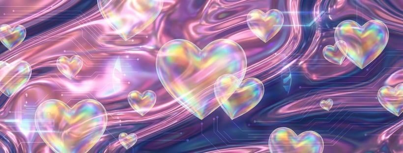 Holographic Iridescent Hearts Cover