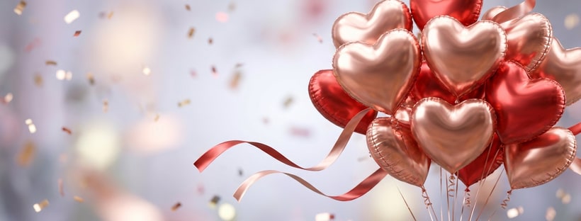 Metallic Heart Balloons Festive