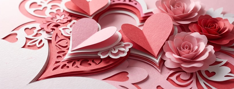 3D Paper Cut Hearts Layered Cover