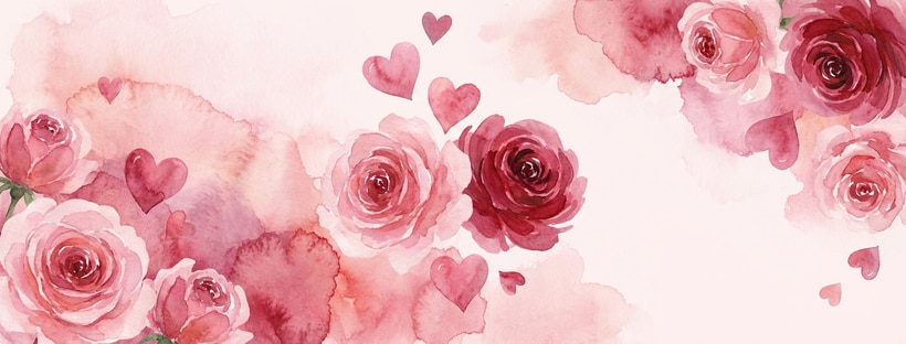 Watercolor Roses & Hearts