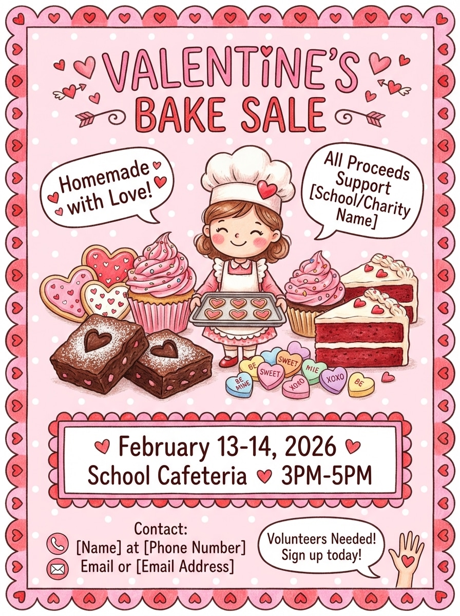Valentine's Day Bake Sale Cute Design