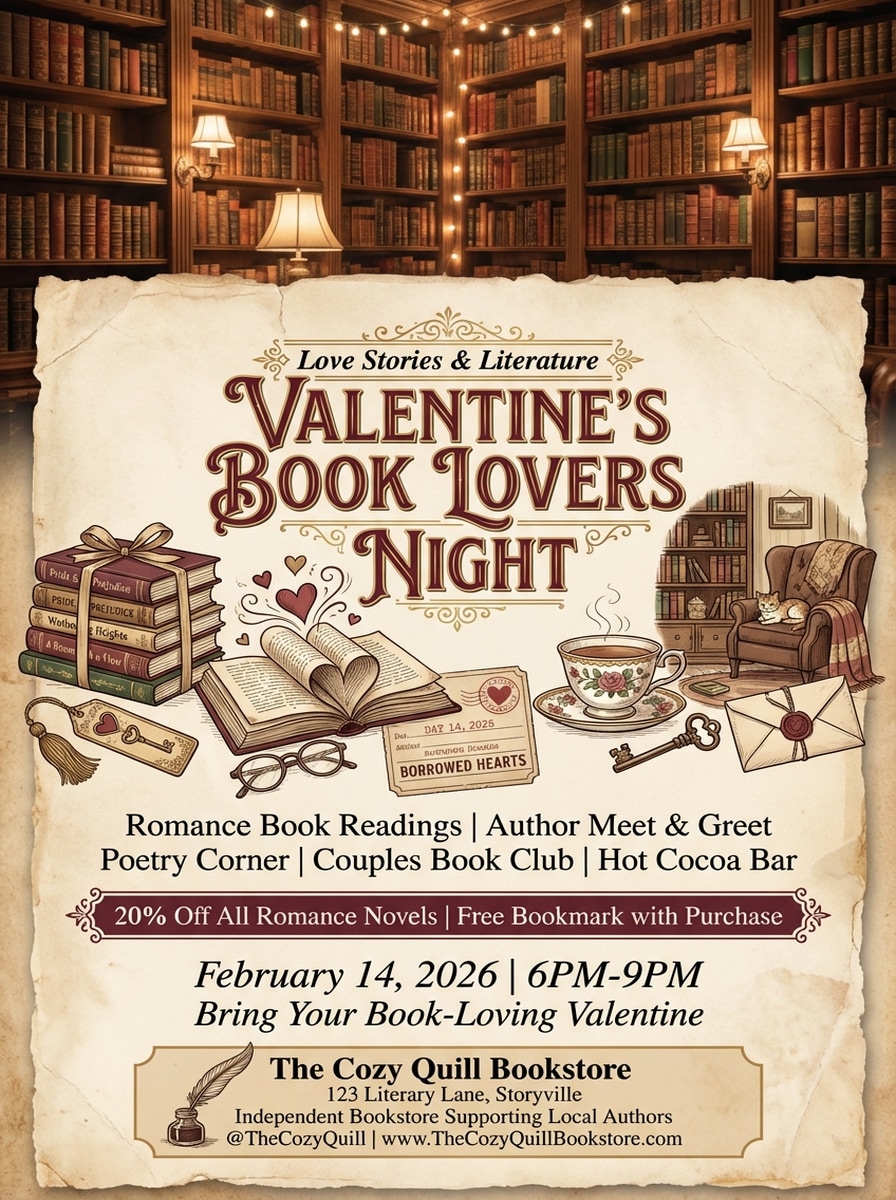 Valentine's Bookstore Event Literary