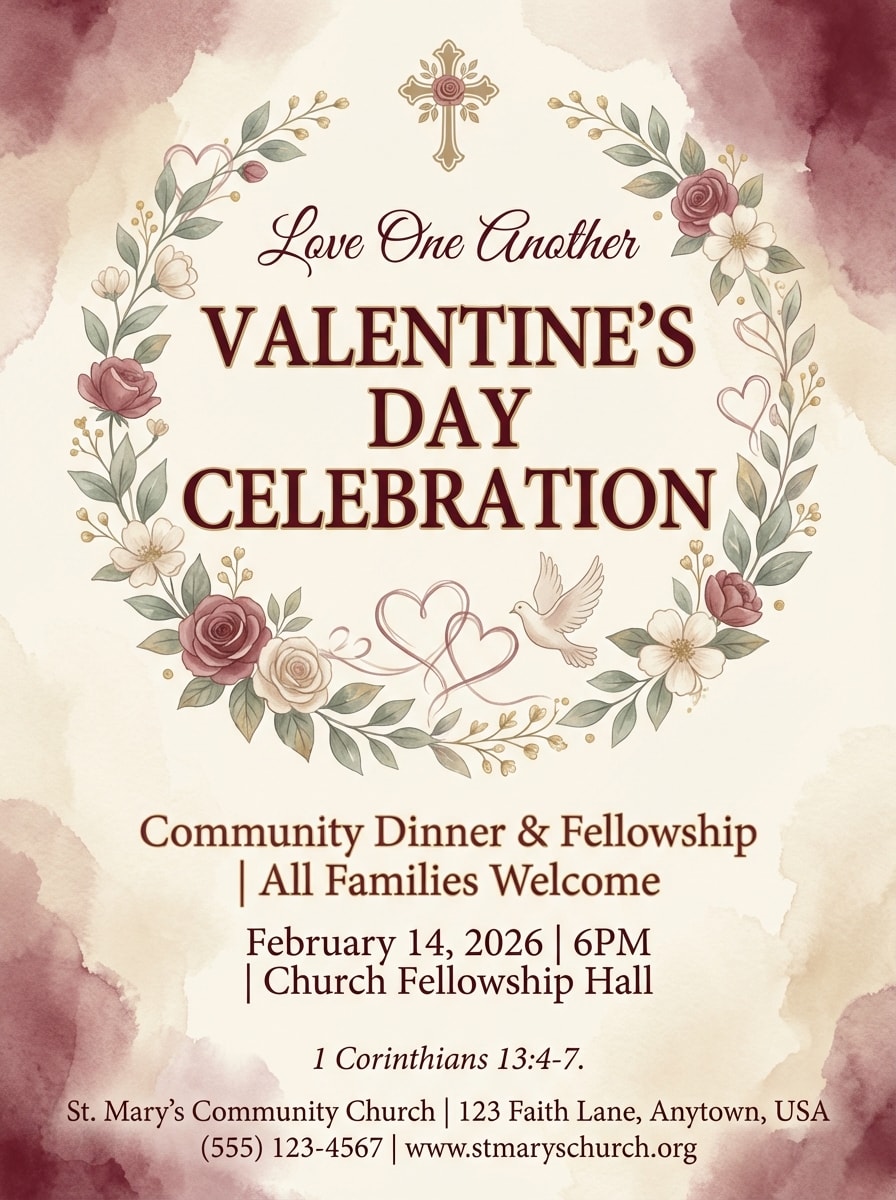Church Valentine Event Flyer Elegant