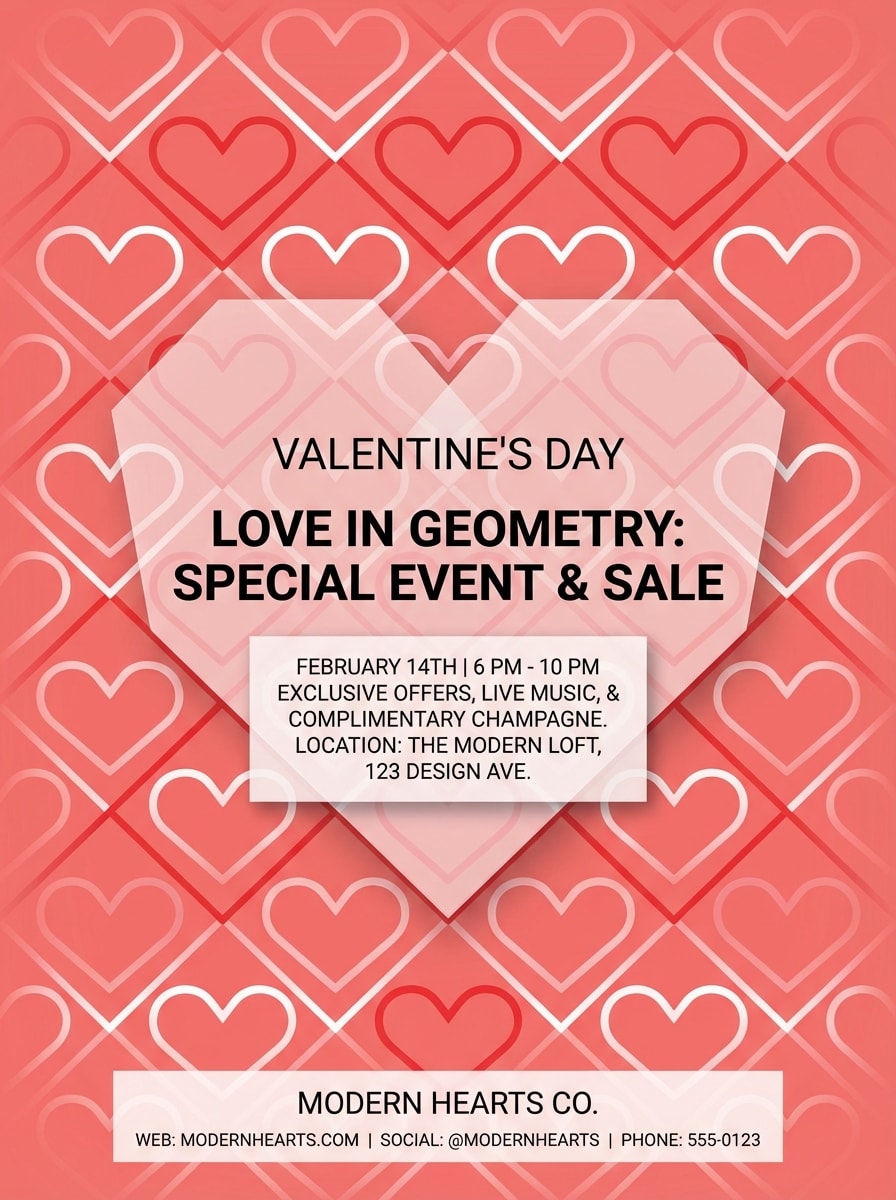 Valentine Flyer Heart Pattern Modern