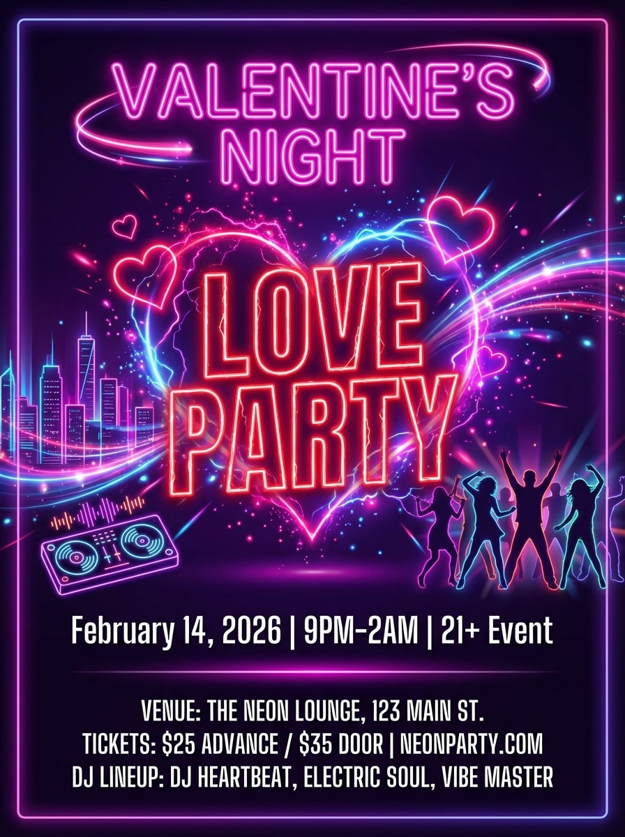 Valentine's Night Party Neon Style