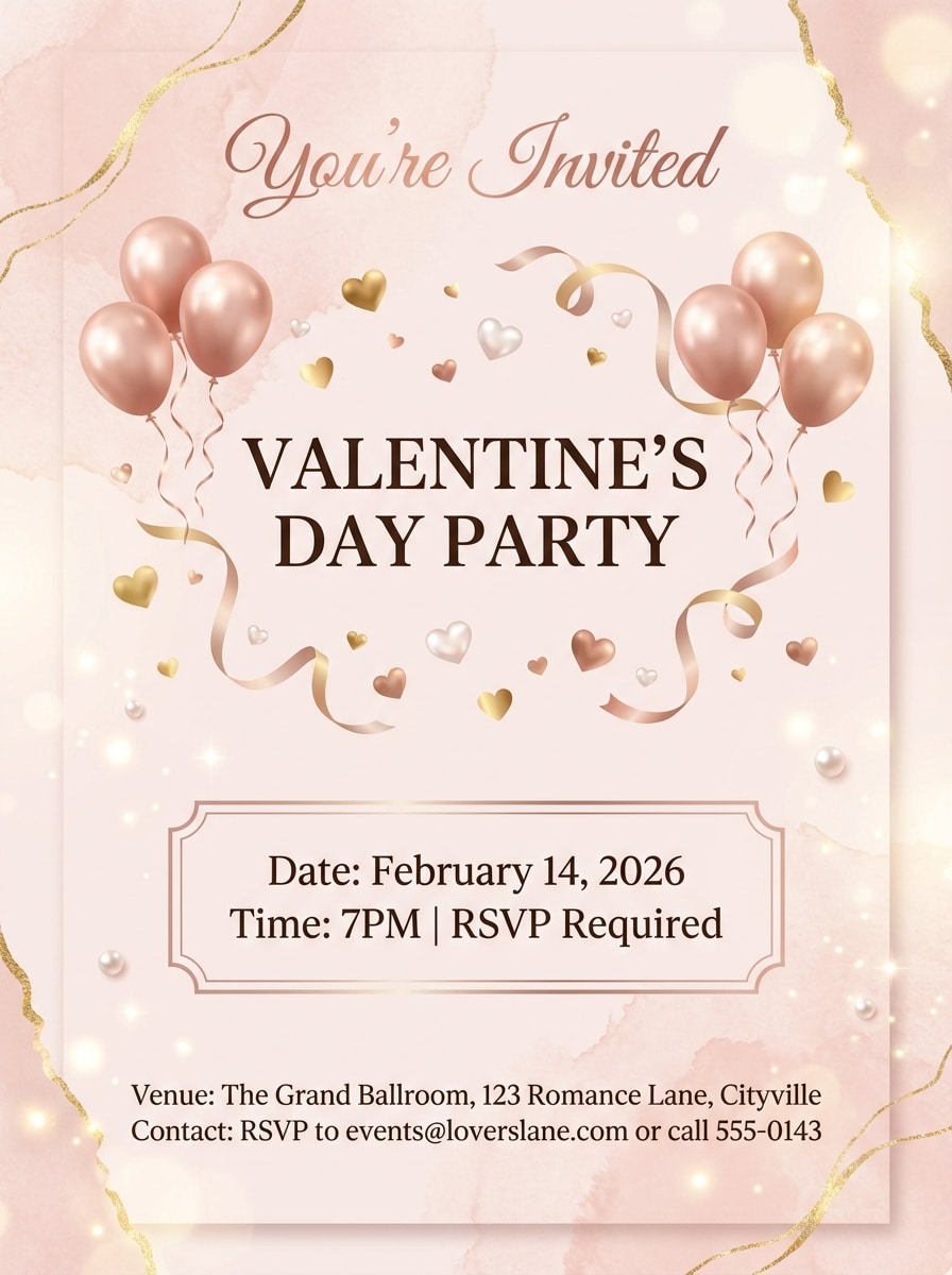 Valentine's Day Party Invitation Elegant