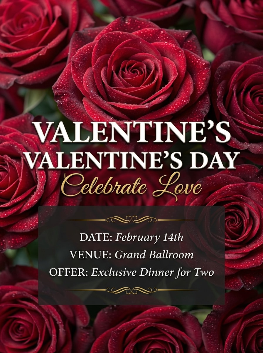 Valentine Flyer Rose Background Luxury