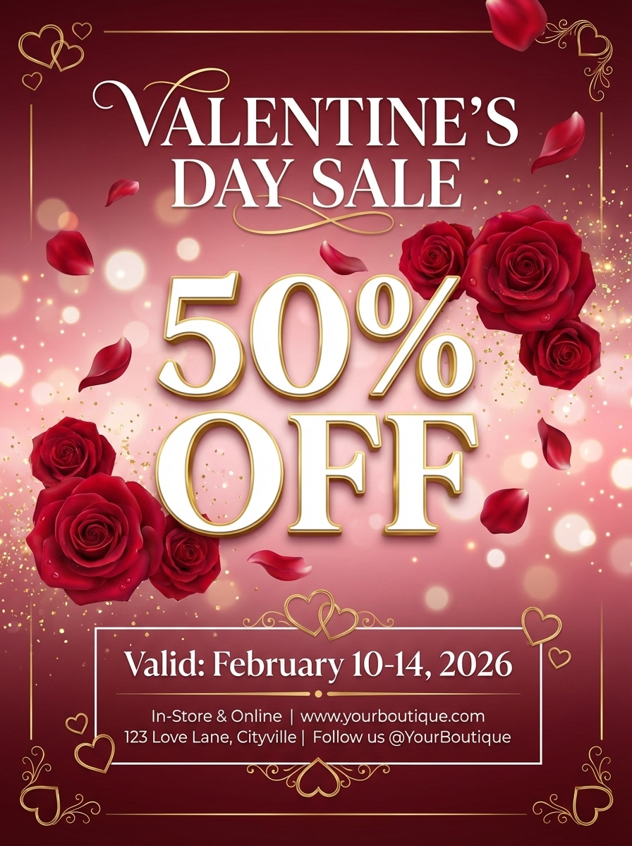 Valentine's Day Sale Flyer Modern Bold Design