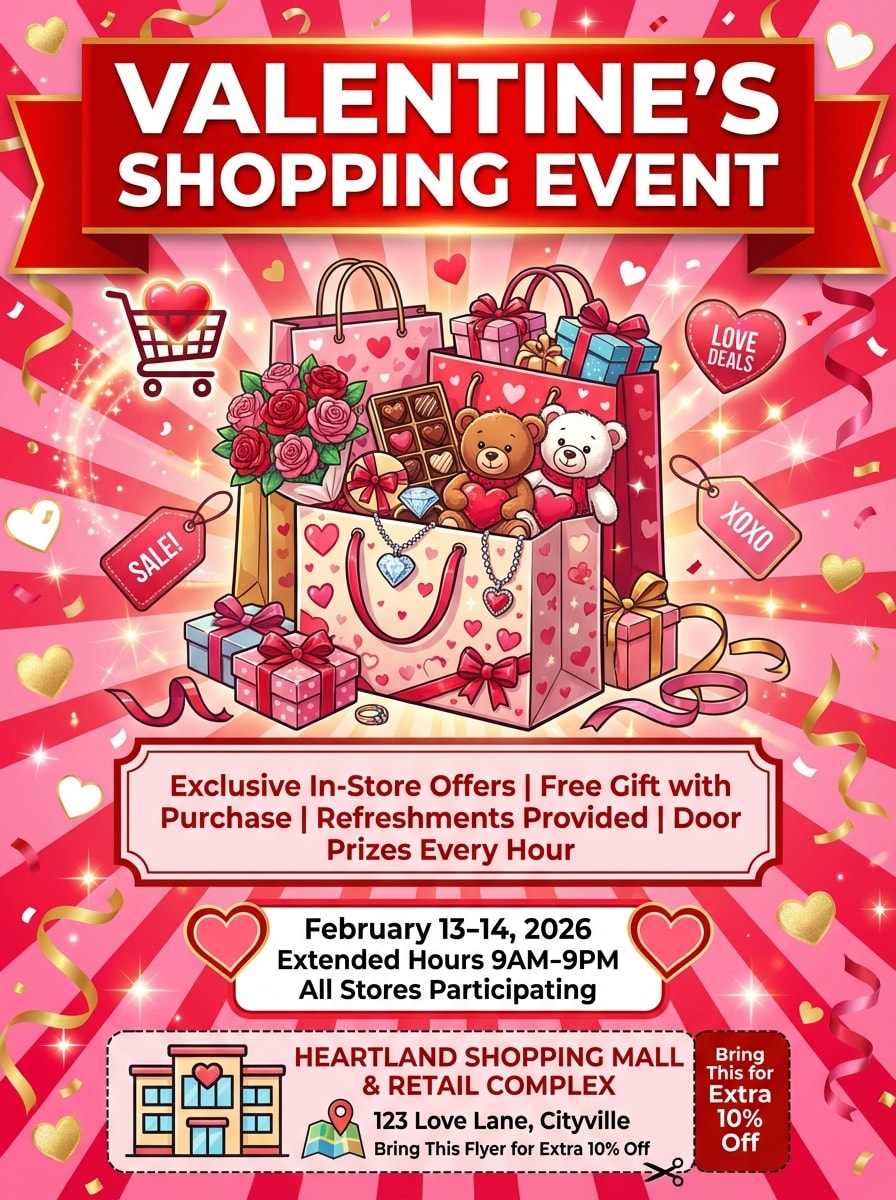 Valentine's Shopping Event Retail Flyer
