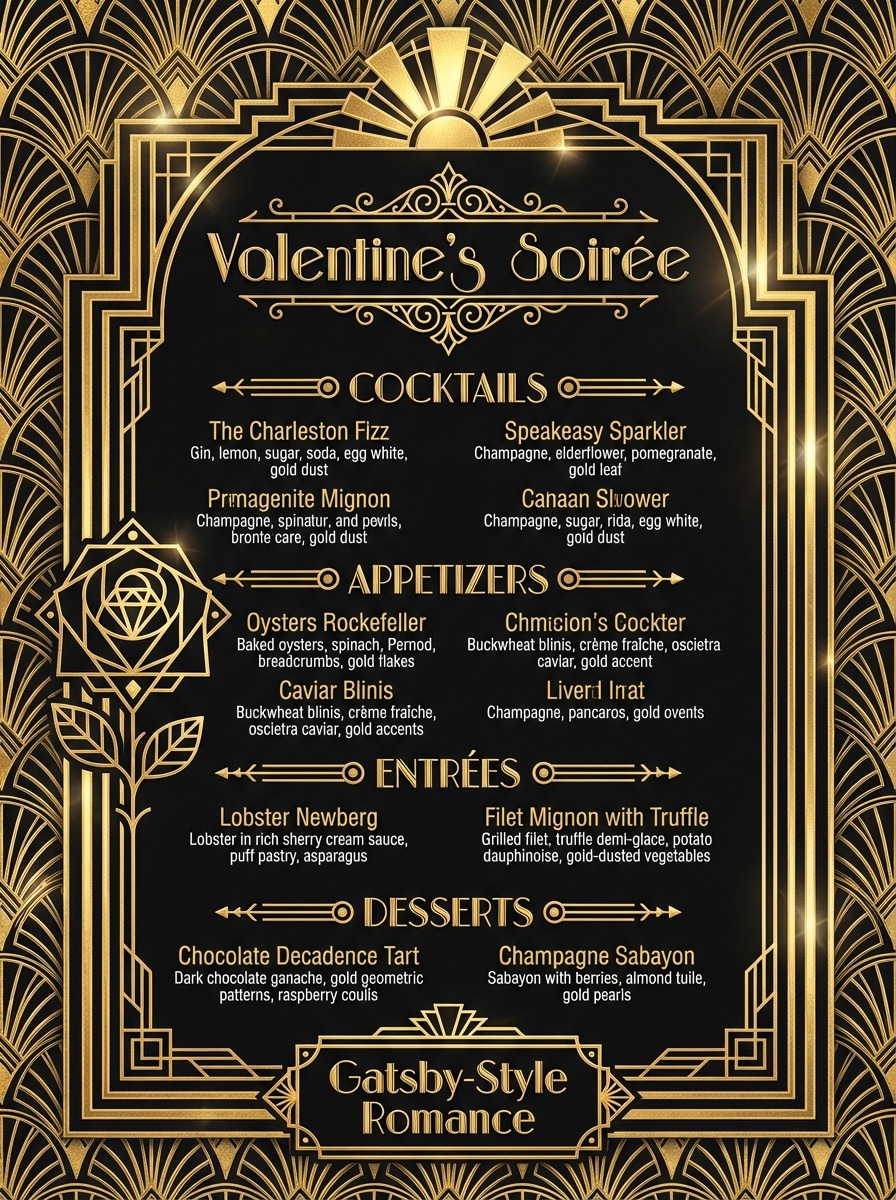Valentine's Day Art Deco Glamour Menu