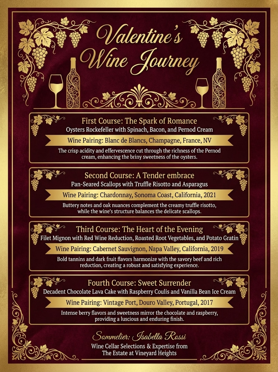 Valentine's Day Wine Pairing Menu