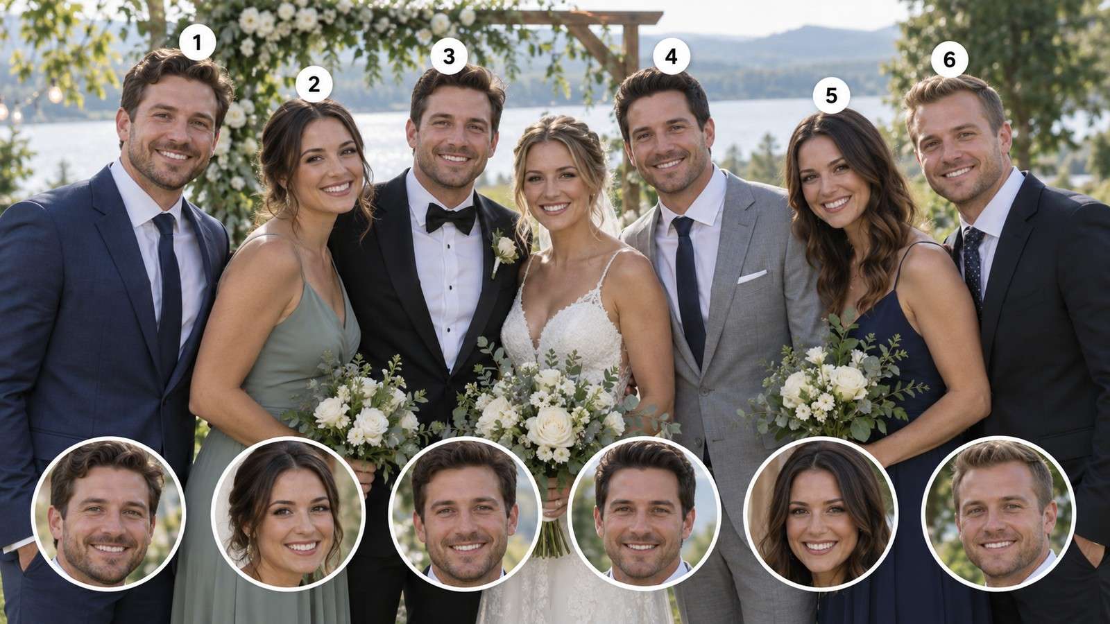 Group photo face swap workflow with three detected people and different authorized replacement portraits mapped deliberately