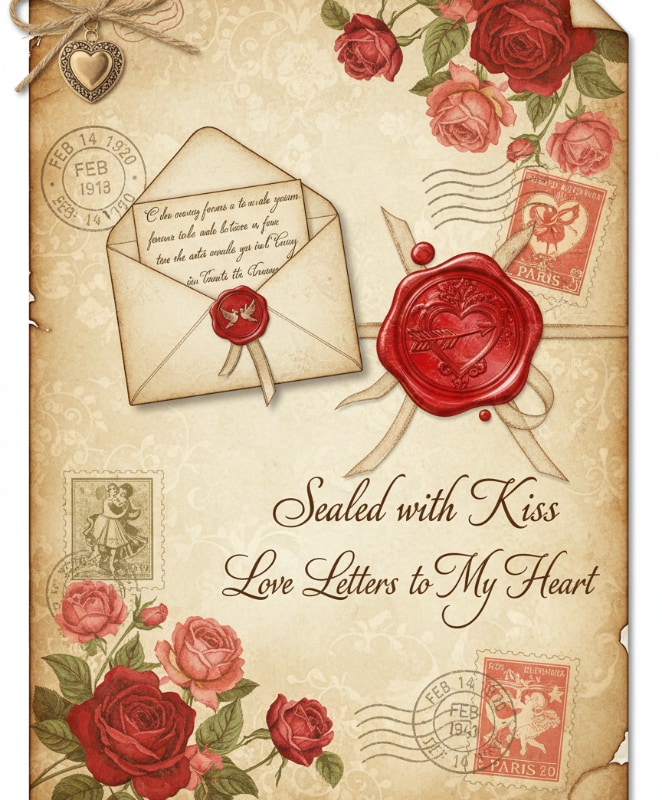 Vintage Love Letter Envelope Valentines Card Girlfriend Old Fashioned Romance