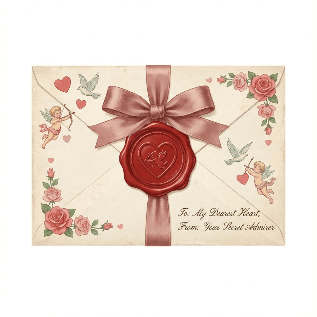 Vintage Valentine envelope clipart